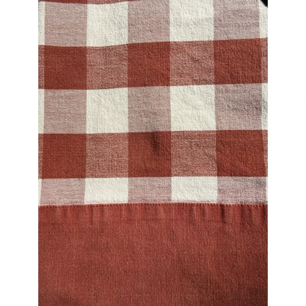VTG Williams-Sonoma Tablecloth Rust Terracotta White Gingham Check 68x78 Cotton
